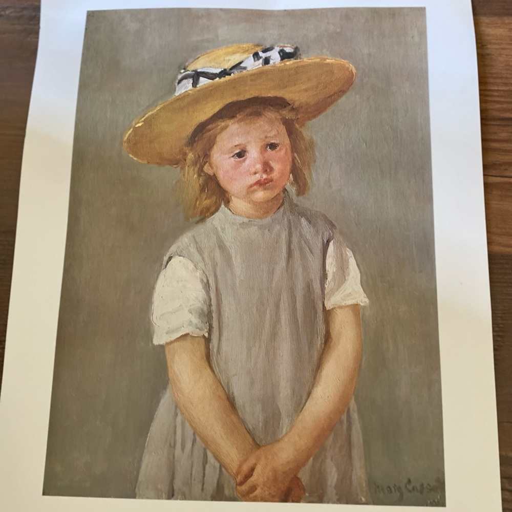 Vintage portrait “child in a straw” Mary Cassatt art 1844 - Picture 6 of 6